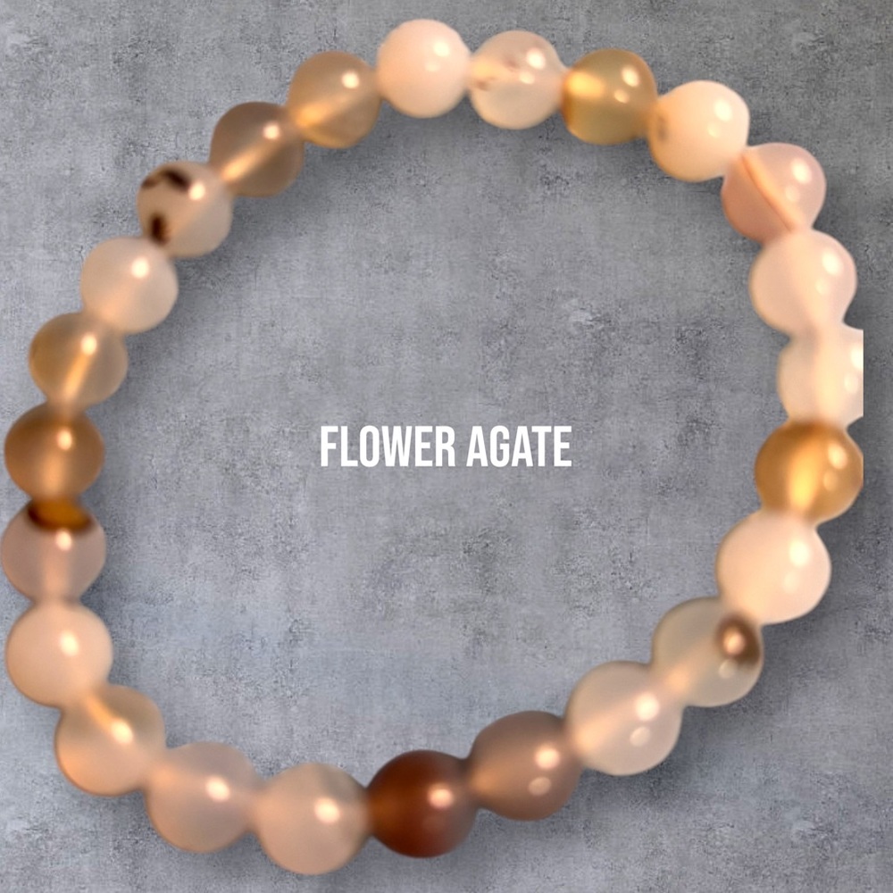0165B  Flower Agate Bracelet 8mm